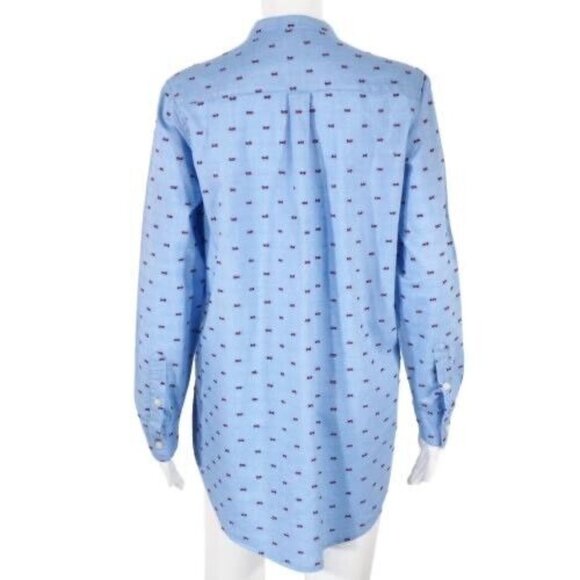 Gap  Womens Tunic Shirt Dress Size Small Oversized Long Sleeve Blue Red Flags - Picture 6 of 10